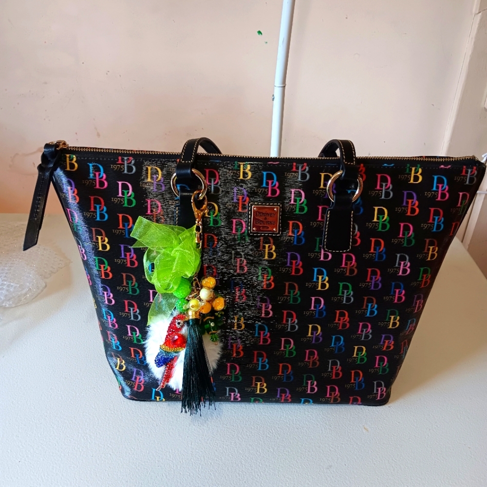 Dooney & Bourke Black Multicolor Logo Tote